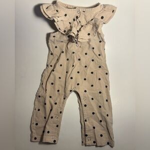 Girls' Cream Brown Polka Dot Ruffle Romper